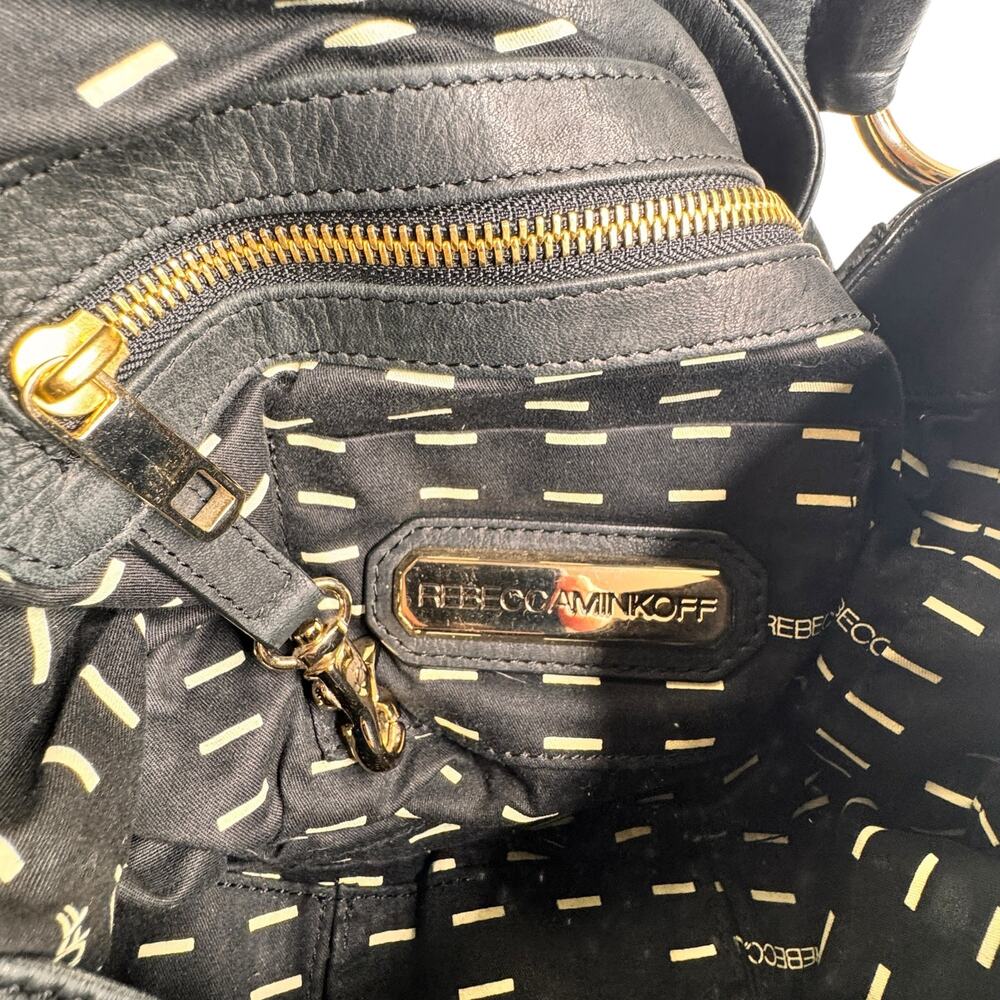 Rebecca Minkoff Black  Hobo Leather Moto Handbag Purse with Dust Cover Bag - Picture 12 of 13